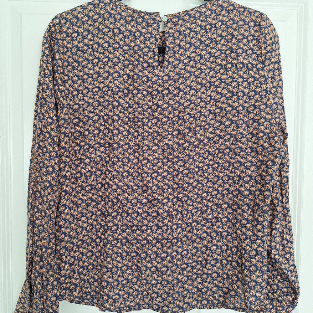 Essentiel Blue Brown long sleeve Top size L - Picture 3 of 5